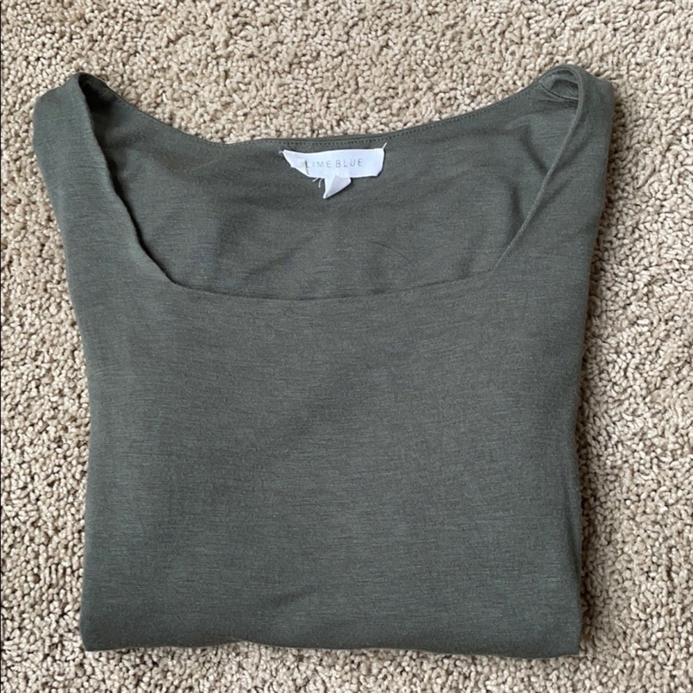 Olive green long sleeve shirt-tight fit